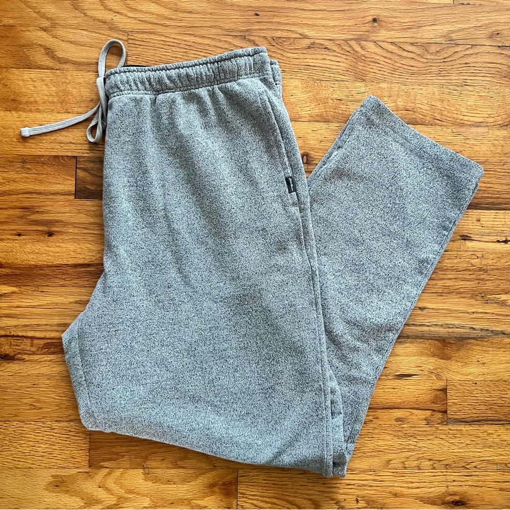 Eddie Bauer Men's Gray Fleece wide Leg Jogger Pants Loungewear Comfort XL